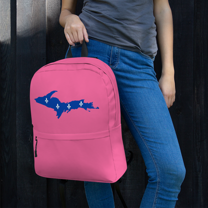 Michigan Upper Peninsula Standard Backpack (w/ UP Quebec Flag Outline) | Hot Pink