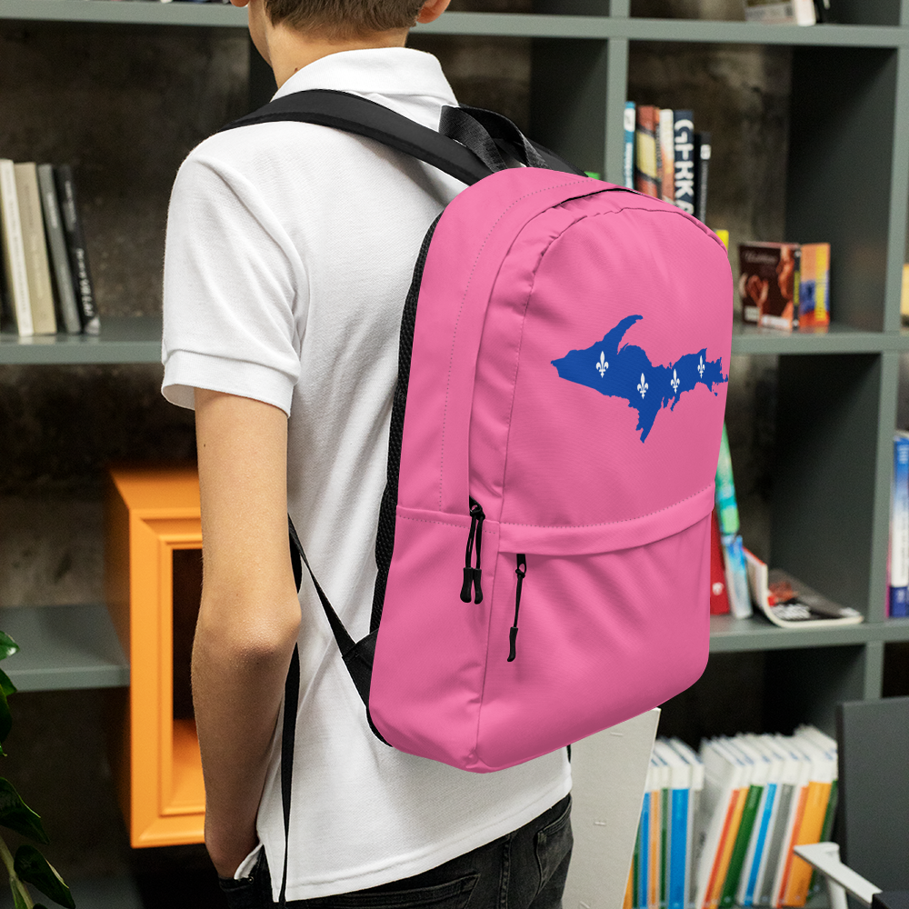 Michigan Upper Peninsula Standard Backpack (w/ UP Quebec Flag Outline) | Hot Pink