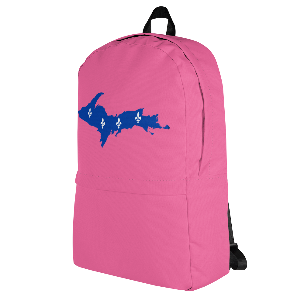 Michigan Upper Peninsula Standard Backpack (w/ UP Quebec Flag Outline) | Hot Pink