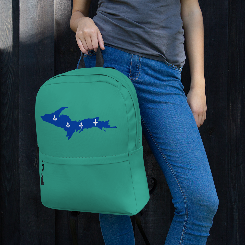 Michigan Upper Peninsula Standard Backpack (w/ UP Quebec Flag Outline) | Emerald