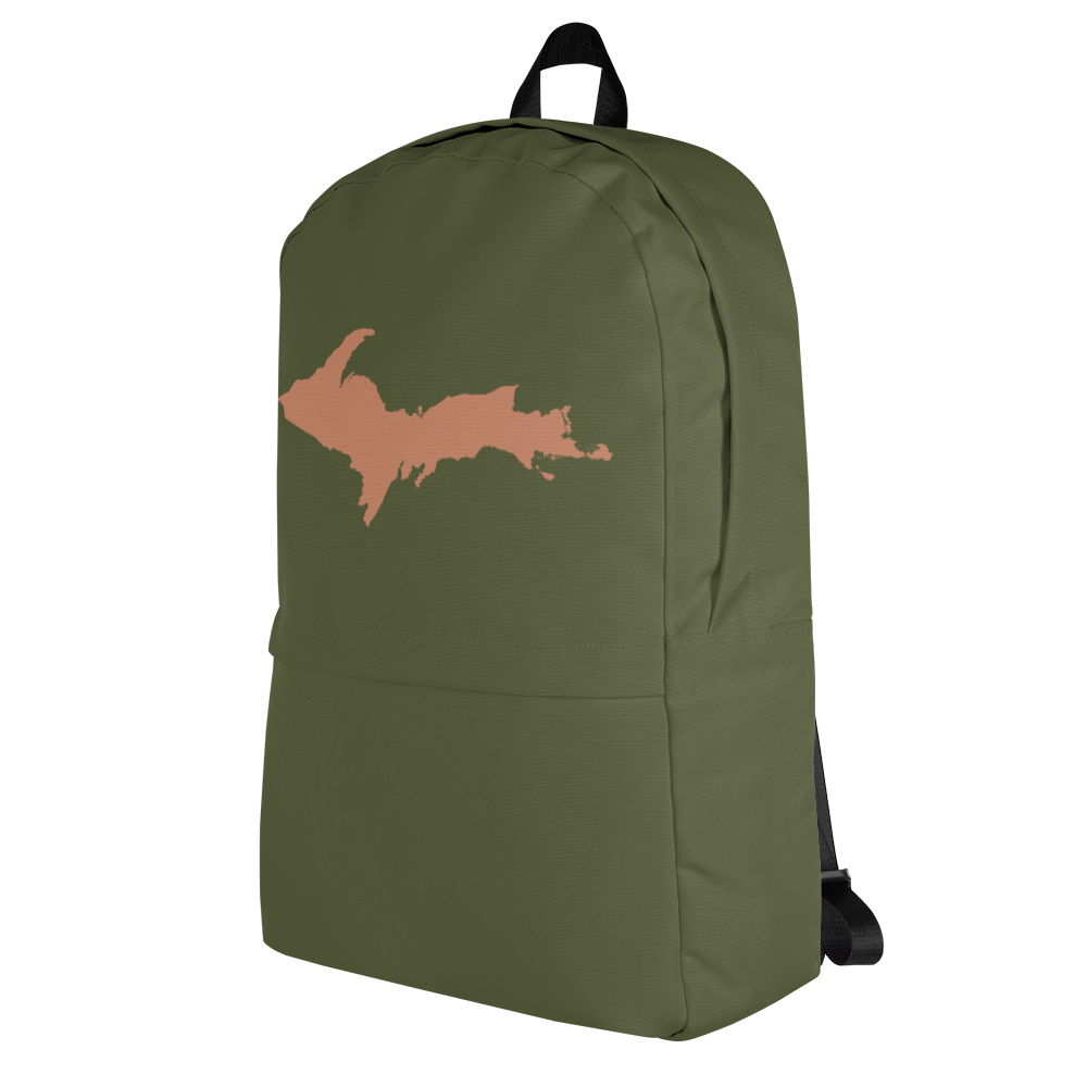 Michigan Upper Peninsula Standard Backpack (w/ Copper UP Outline) | Army Green