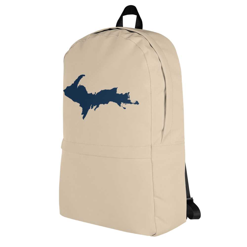 Michigan Upper Peninsula Standard Backpack (w/ Navy UP Outline) | Canvas Color