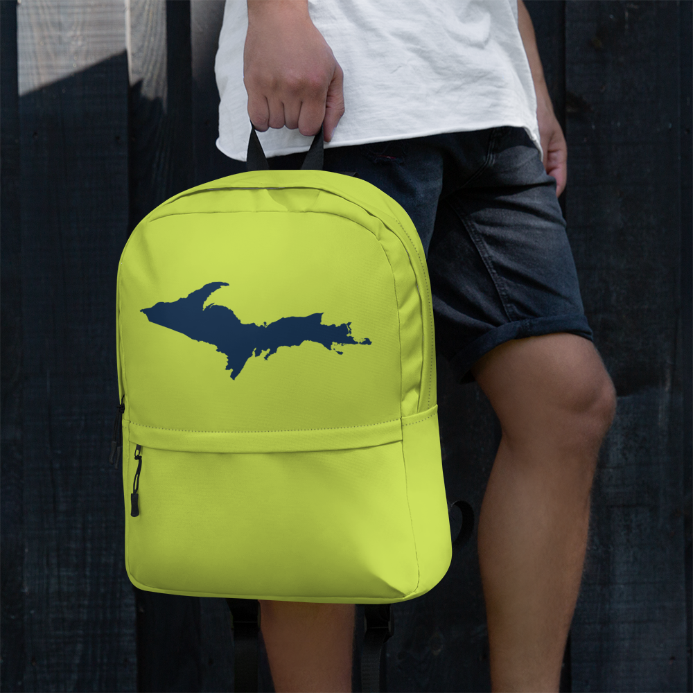 Michigan Upper Peninsula Standard Backpack (w/ Navy UP Outline) | Gooseberry Green