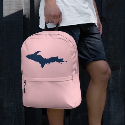 Michigan Upper Peninsula Standard Backpack (w/ Navy UP Outline) | Pink