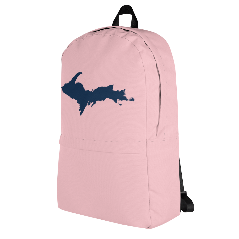 Michigan Upper Peninsula Standard Backpack (w/ Navy UP Outline) | Pink