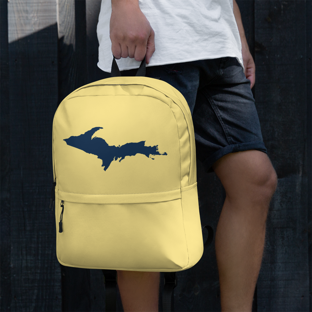 Michigan Upper Peninsula Standard Backpack (w/ Navy UP Outline) | Cherry Yellow