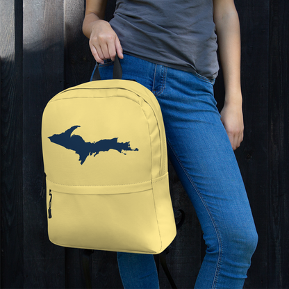 Michigan Upper Peninsula Standard Backpack (w/ Navy UP Outline) | Cherry Yellow