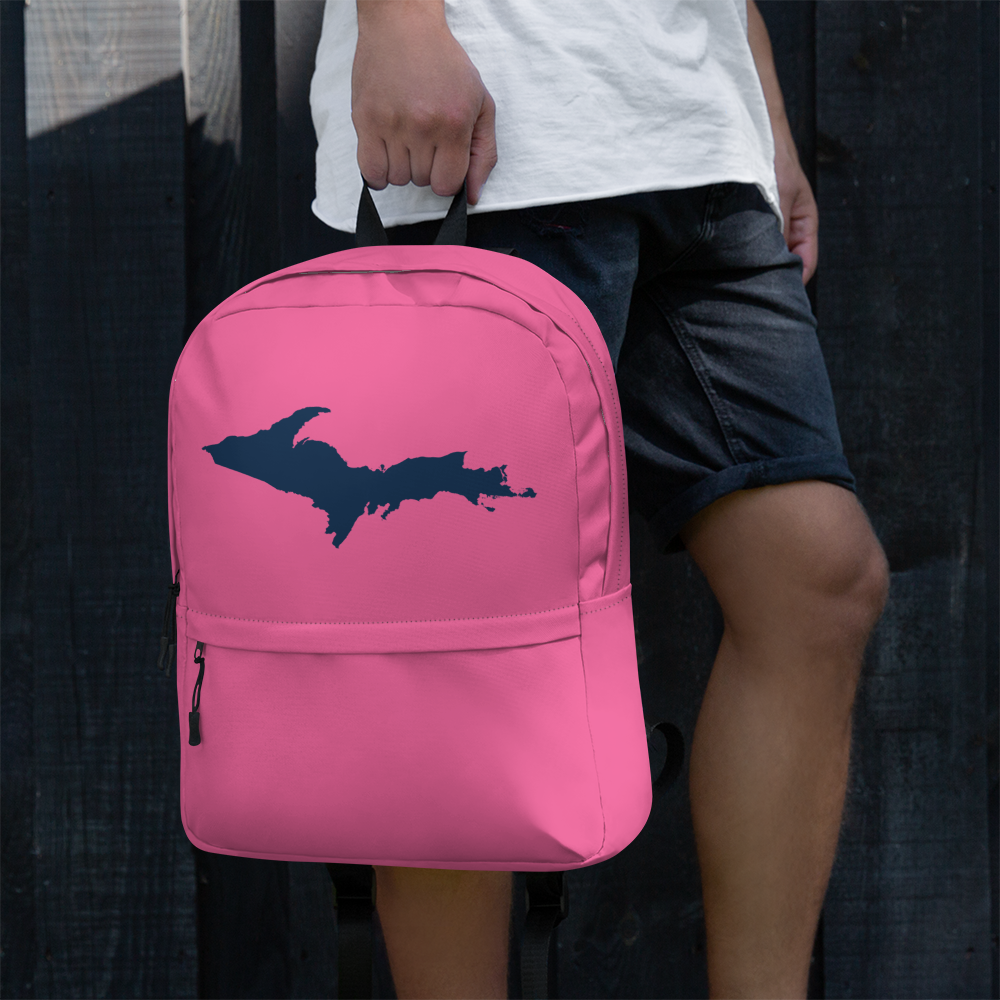 Michigan Upper Peninsula Standard Backpack (w/ Navy UP Outline) | Hot Pink