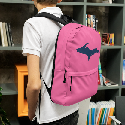 Michigan Upper Peninsula Standard Backpack (w/ Navy UP Outline) | Hot Pink