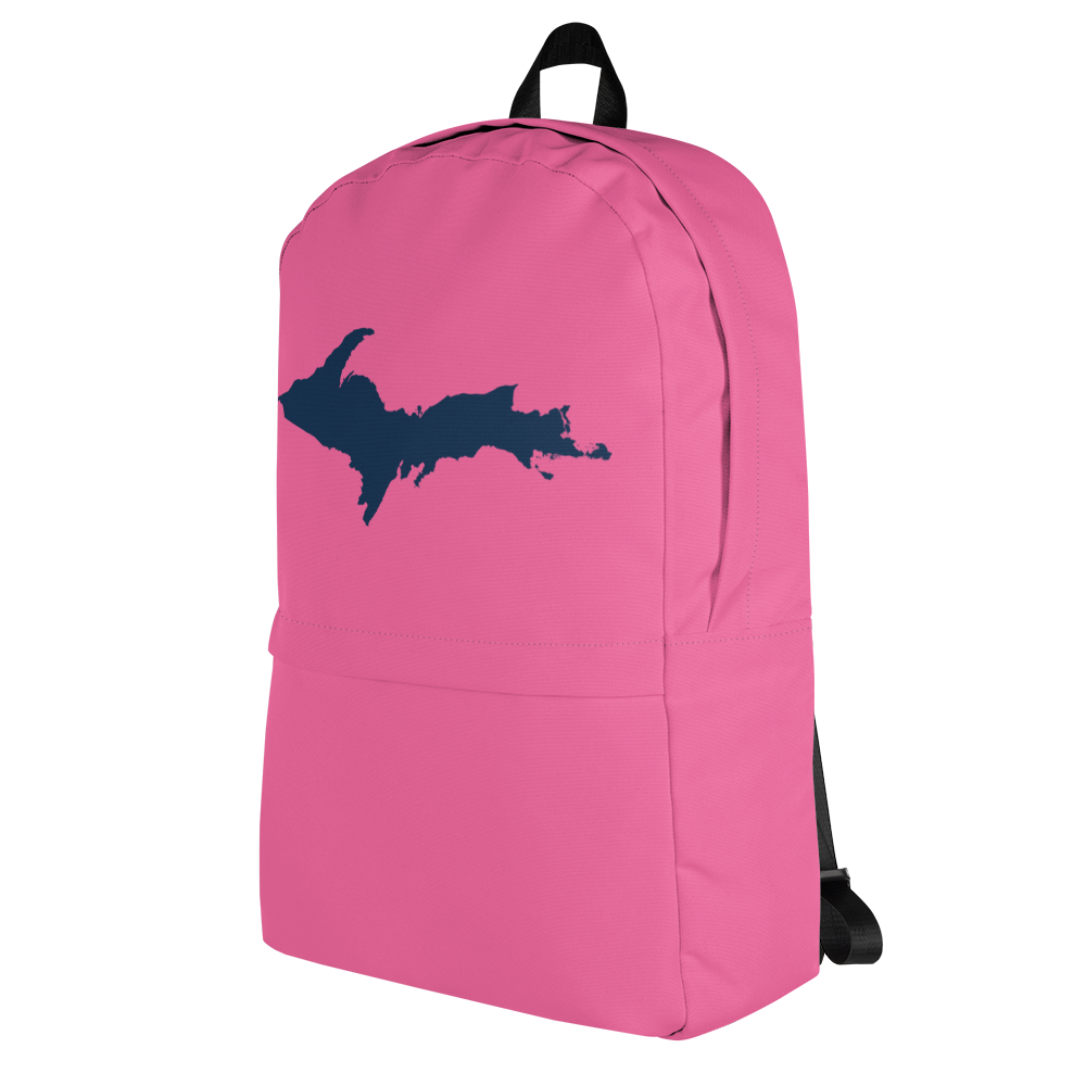 Michigan Upper Peninsula Standard Backpack (w/ Navy UP Outline) | Hot Pink