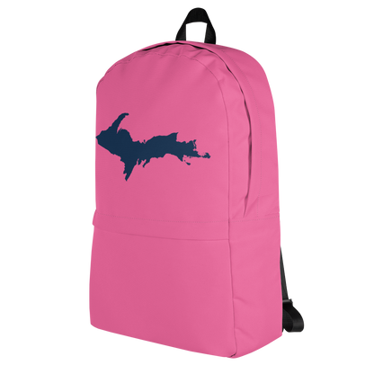 Michigan Upper Peninsula Standard Backpack (w/ Navy UP Outline) | Hot Pink