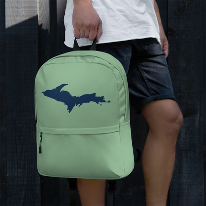 Michigan Upper Peninsula Standard Backpack (w/ Navy UP Outline) | Sea Green