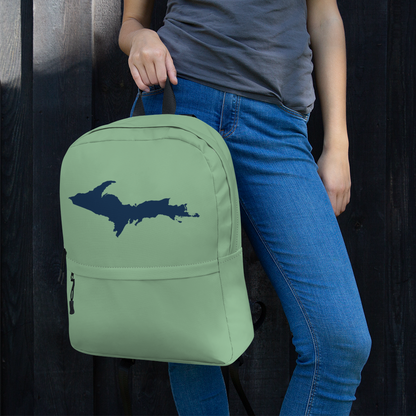 Michigan Upper Peninsula Standard Backpack (w/ Navy UP Outline) | Sea Green