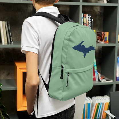 Michigan Upper Peninsula Standard Backpack (w/ Navy UP Outline) | Sea Green