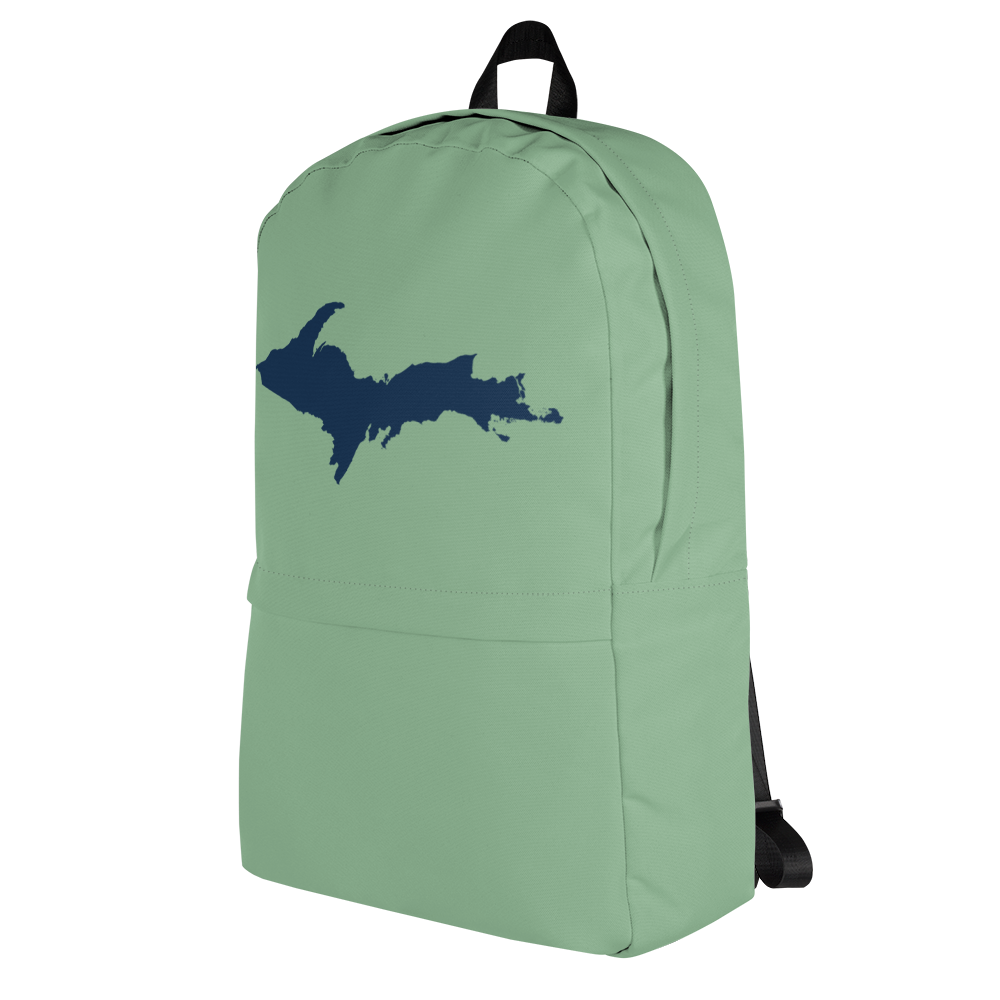 Michigan Upper Peninsula Standard Backpack (w/ Navy UP Outline) | Sea Green