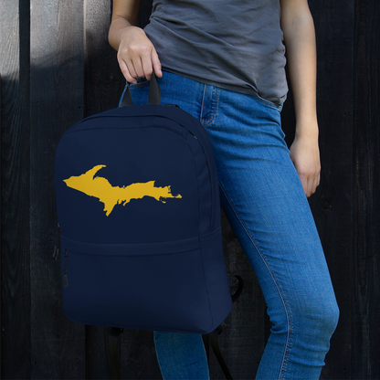 Michigan Upper Peninsula Standard Backpack (w/ Gold UP Outline) | Navy