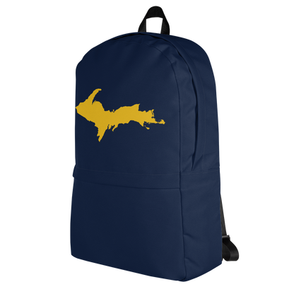 Michigan Upper Peninsula Standard Backpack (w/ Gold UP Outline) | Navy