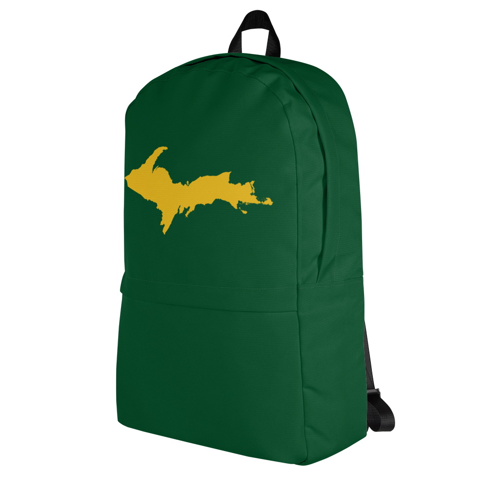 Michigan Upper Peninsula Standard Backpack (w/ Gold UP Outline) | Green