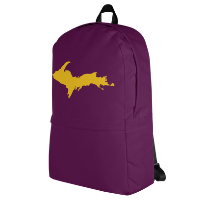 Michigan Upper Peninsula Standard Backpack (w/ Gold UP Outline) | Plum