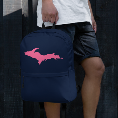 Michigan Upper Peninsula Standard Backpack (w/ Pink UP Outline) | Navy