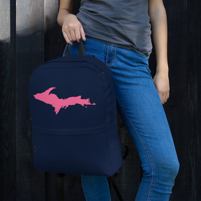 Michigan Upper Peninsula Standard Backpack (w/ Pink UP Outline) | Navy