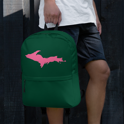 Michigan Upper Peninsula Standard Backpack (w/ Pink UP Outline) | Green