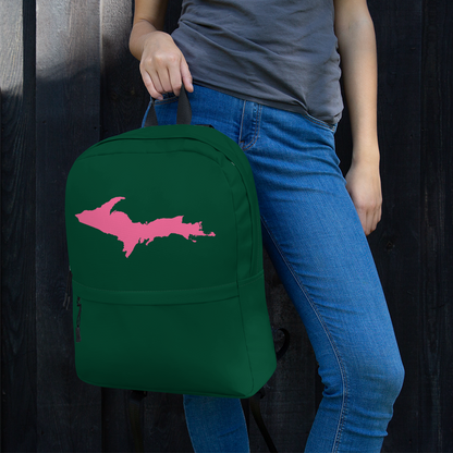 Michigan Upper Peninsula Standard Backpack (w/ Pink UP Outline) | Green