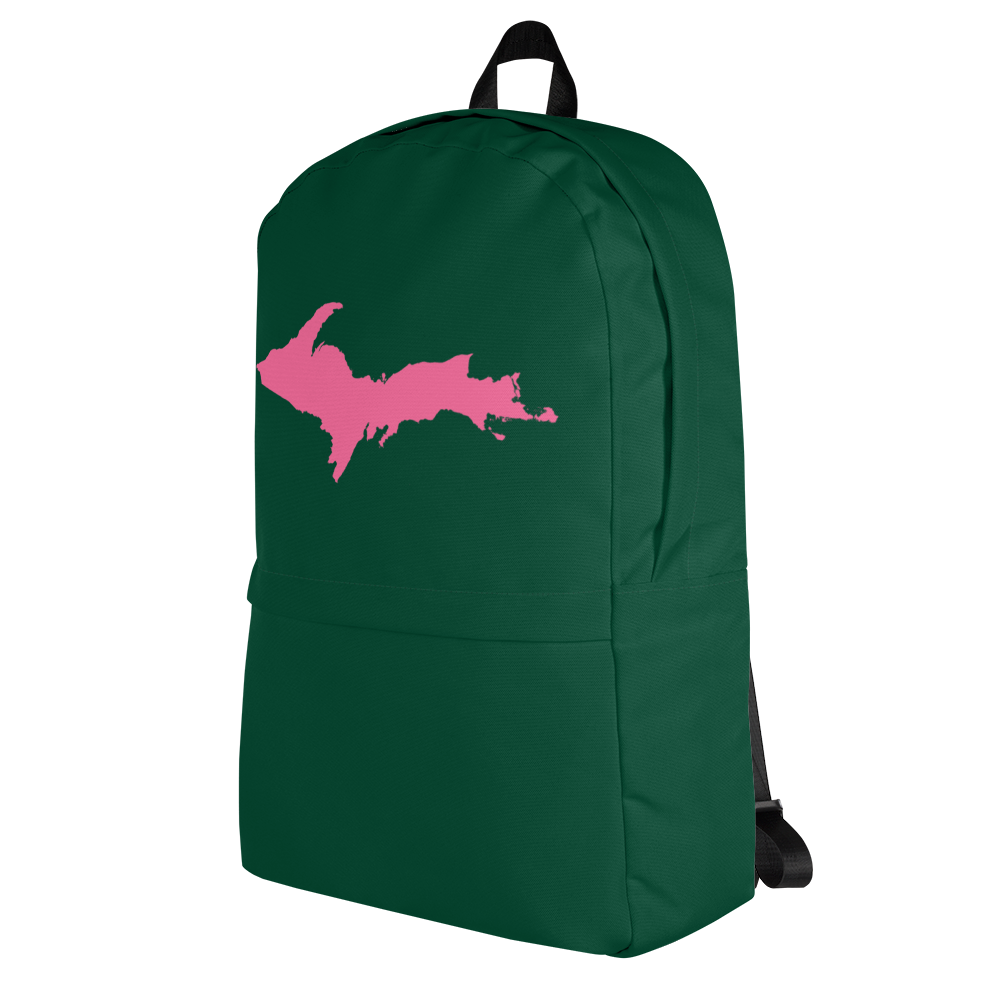 Michigan Upper Peninsula Standard Backpack (w/ Pink UP Outline) | Green