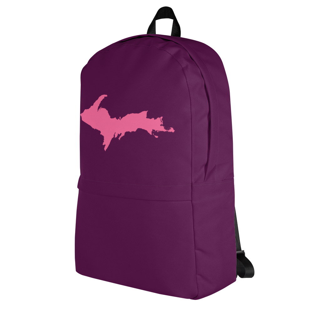 Michigan Upper Peninsula Standard Backpack (w/ Pink UP Outline) | Plum