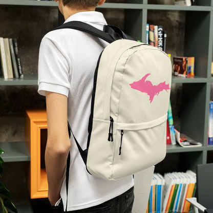 Michigan Upper Peninsula Standard Backpack (w/ Pink UP Outline) | Ivory