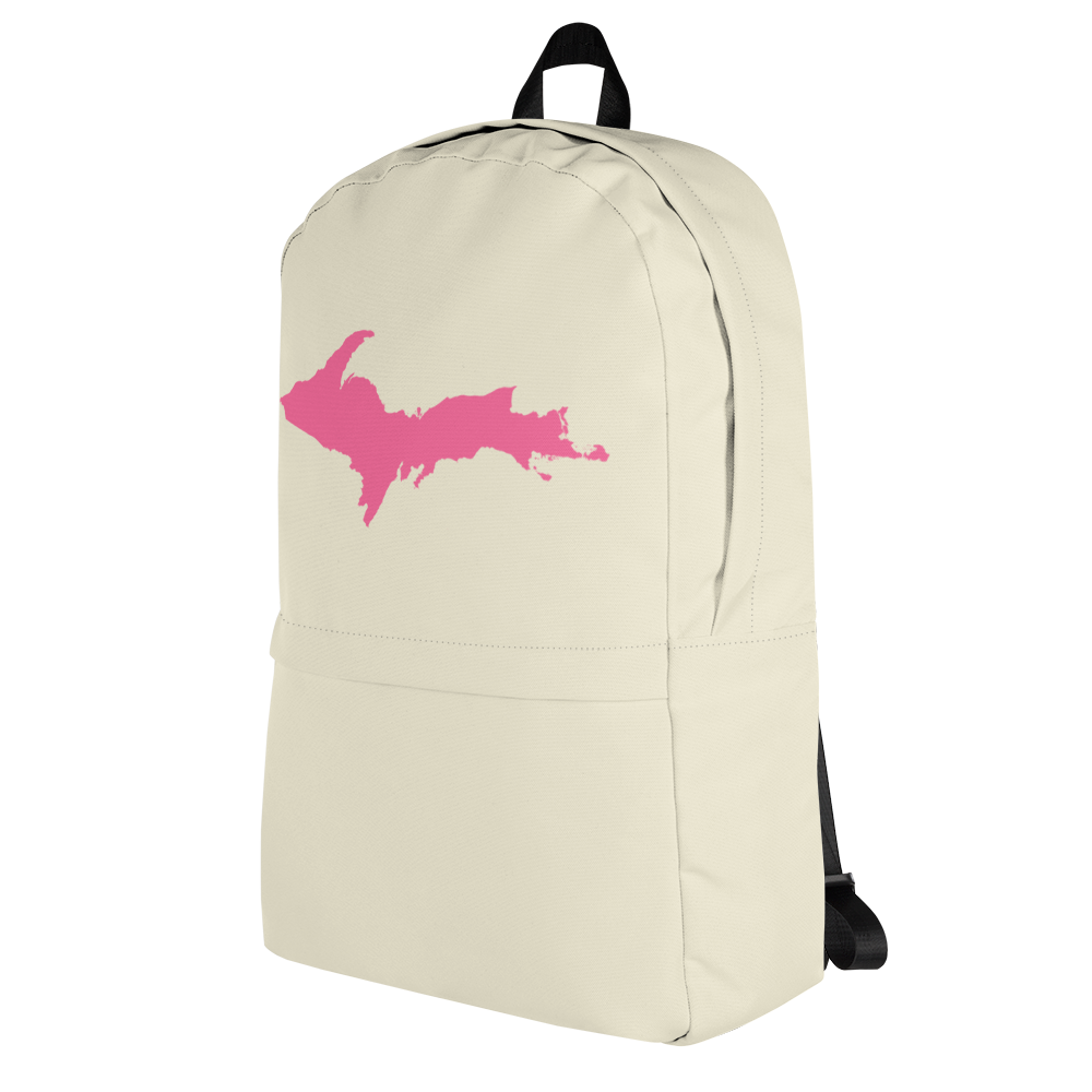 Michigan Upper Peninsula Standard Backpack (w/ Pink UP Outline) | Ivory