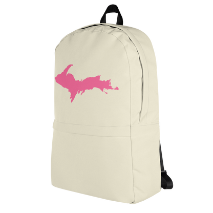 Michigan Upper Peninsula Standard Backpack (w/ Pink UP Outline) | Ivory