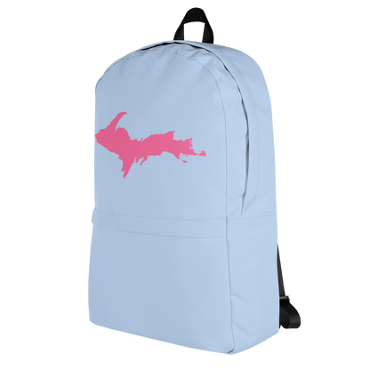 Michigan Upper Peninsula Standard Backpack (w/ Pink UP Outline) | Light Blue