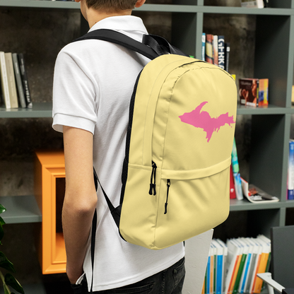 Michigan Upper Peninsula Standard Backpack (w/ Pink UP Outline) | Cherry Yellow