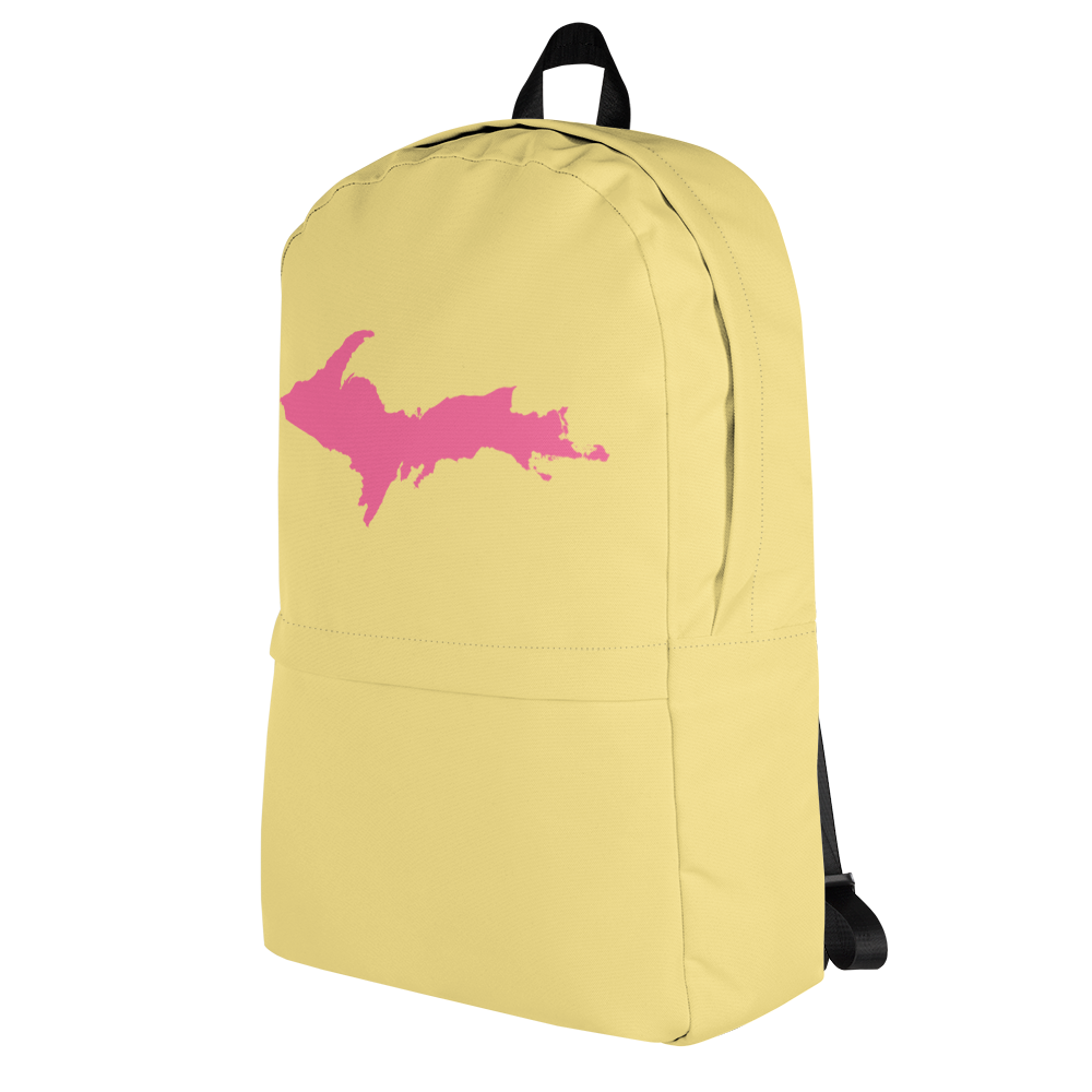 Michigan Upper Peninsula Standard Backpack (w/ Pink UP Outline) | Cherry Yellow