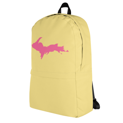 Michigan Upper Peninsula Standard Backpack (w/ Pink UP Outline) | Cherry Yellow