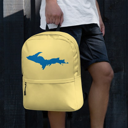 Michigan Upper Peninsula Standard Backpack (w/ Azure UP Outline) | Cherry Yellow