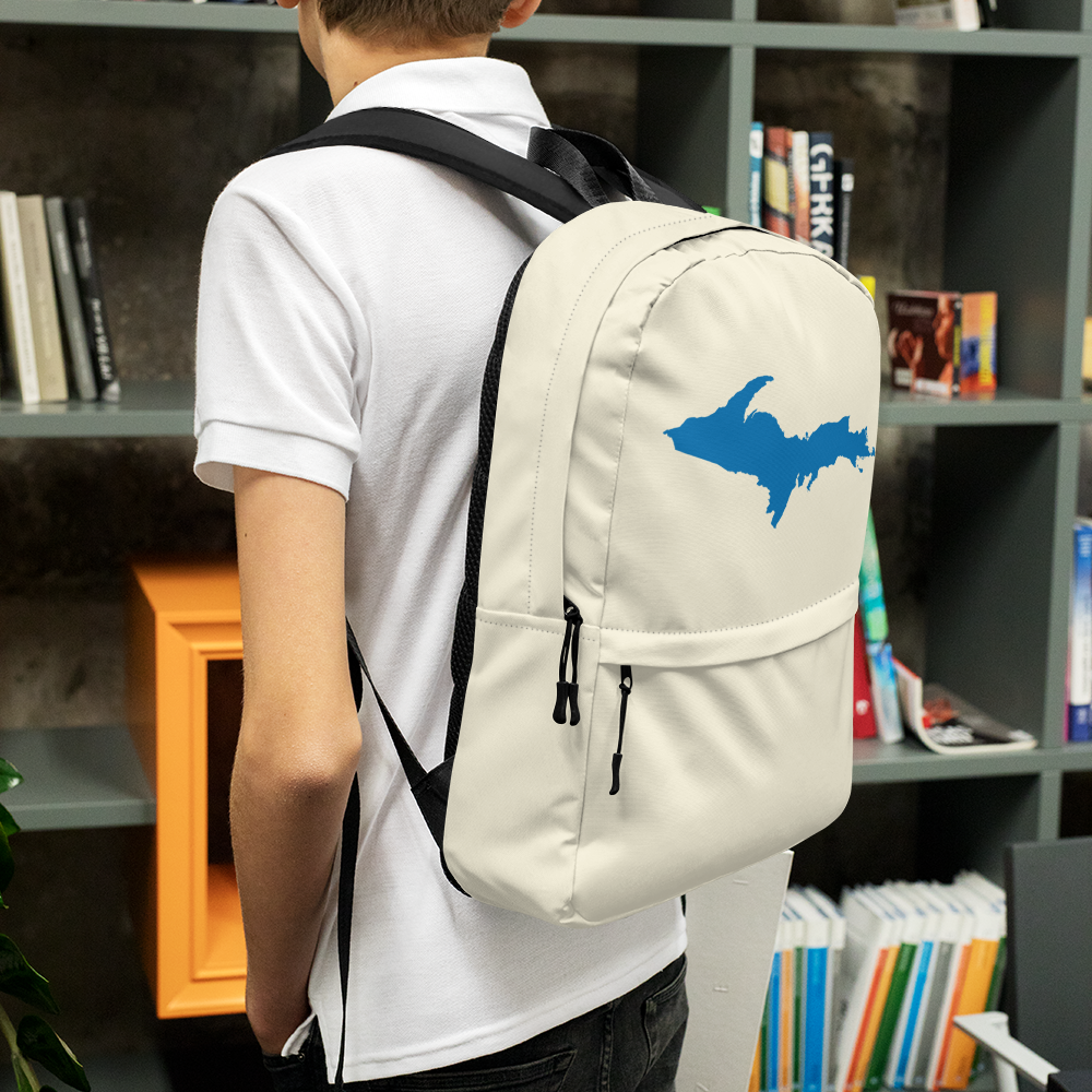 Michigan Upper Peninsula Standard Backpack (w/ Azure UP Outline) | Ivory