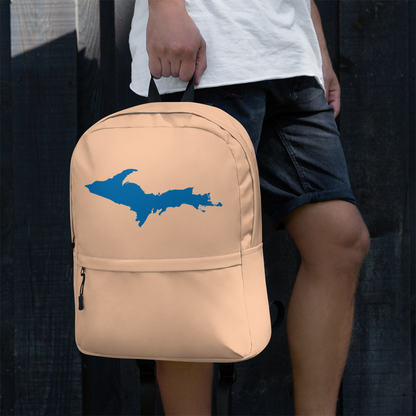 Michigan Upper Peninsula Standard Backpack (w/ Azure UP Outline) | Peach