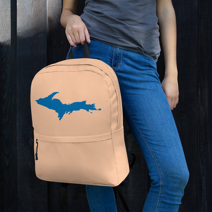 Michigan Upper Peninsula Standard Backpack (w/ Azure UP Outline) | Peach