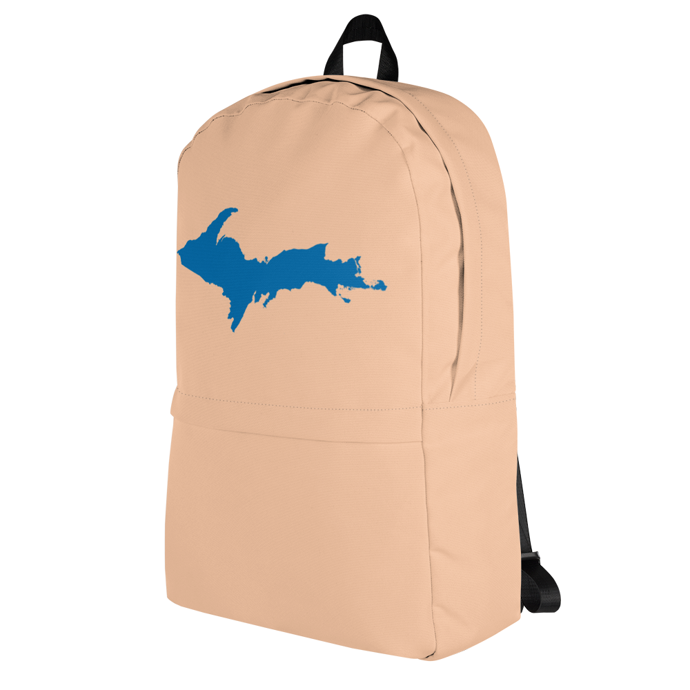 Michigan Upper Peninsula Standard Backpack (w/ Azure UP Outline) | Peach