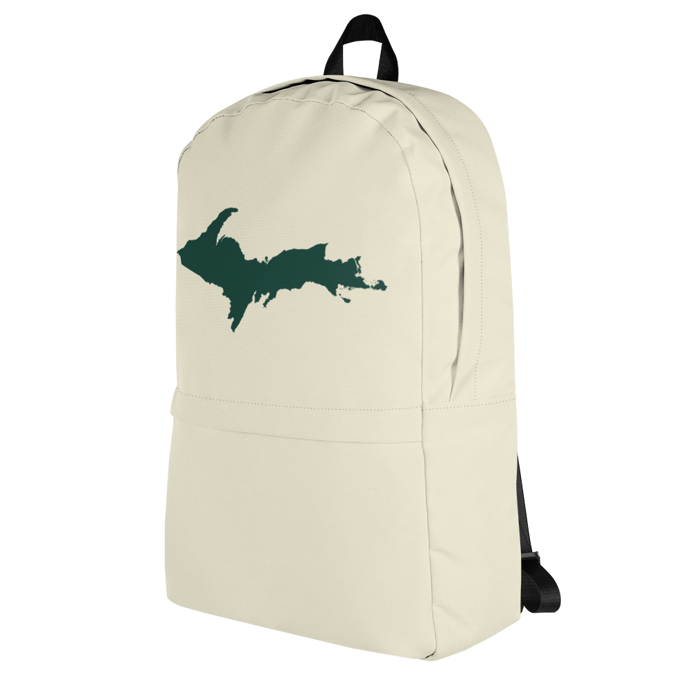 Michigan Upper Peninsula Standard Backpack (w/ Green UP Outline) | Ivory