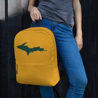 Michigan Upper Peninsula Standard Backpack (w/ Green UP Outline) | Gold