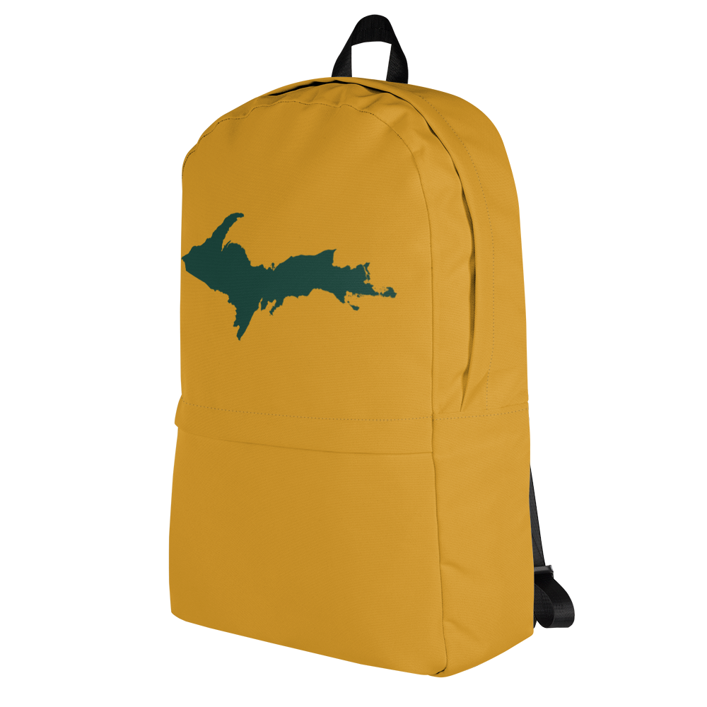 Michigan Upper Peninsula Standard Backpack (w/ Green UP Outline) | Gold