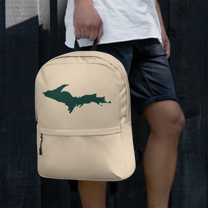 Michigan Upper Peninsula Standard Backpack (w/ Green UP Outline) | Canvas Color