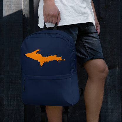 Michigan Upper Peninsula Standard Backpack (w/ Orange UP Outline) | Navy