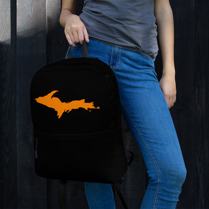 Michigan Upper Peninsula Standard Backpack (w/ Orange UP Outline) | Black