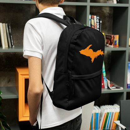 Michigan Upper Peninsula Standard Backpack (w/ Orange UP Outline) | Black