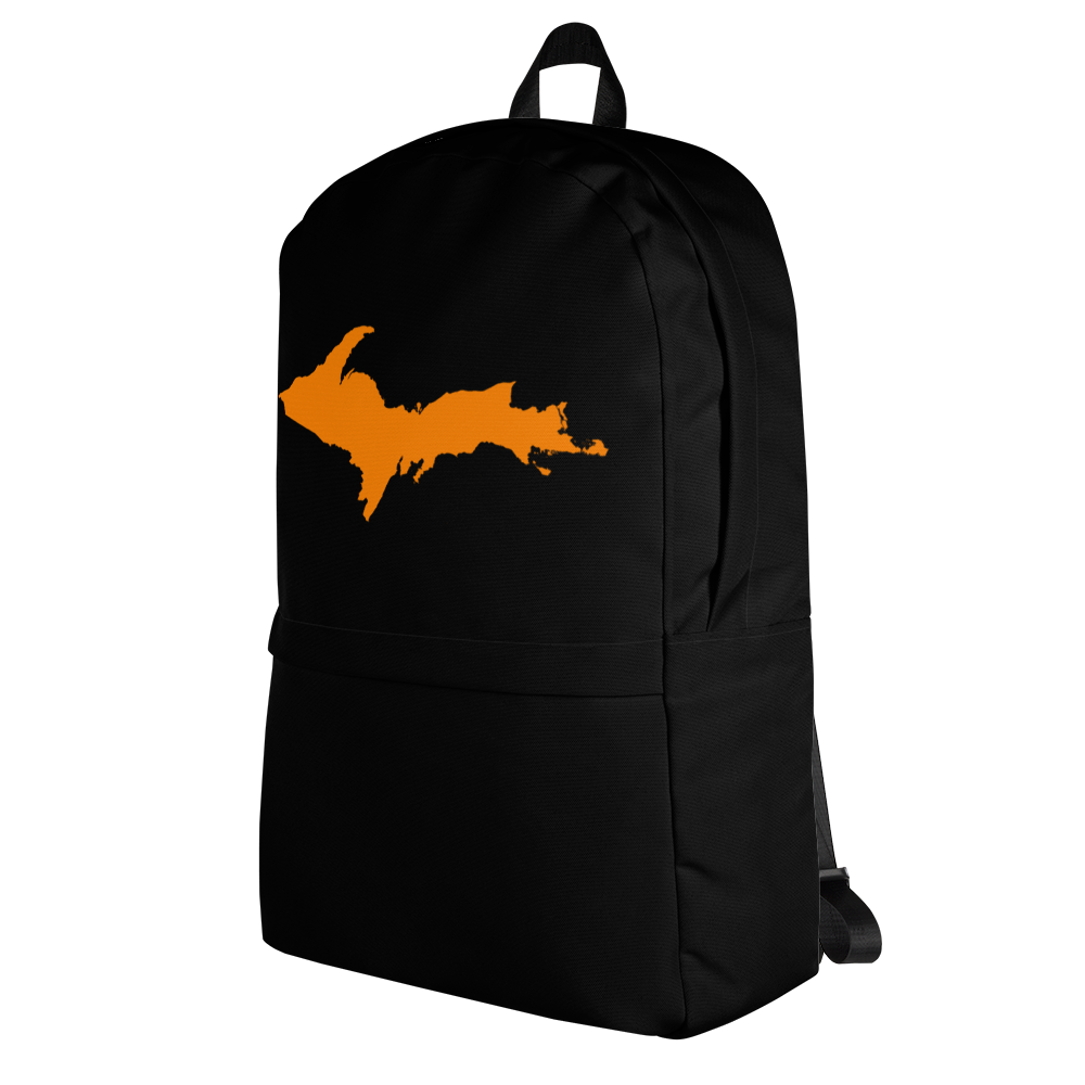 Michigan Upper Peninsula Standard Backpack (w/ Orange UP Outline) | Black