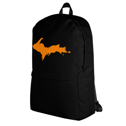Michigan Upper Peninsula Standard Backpack (w/ Orange UP Outline) | Black